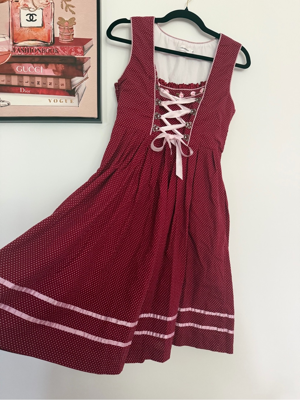Polka Dot Burgundy Lace-Up Mini Dress
